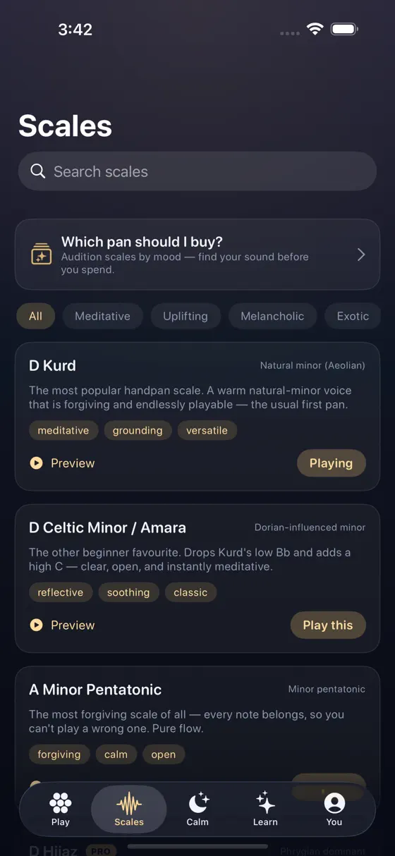 The Soloist Handpan scale library with D Kurd and D Celtic Minor previews